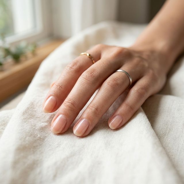 甘皮ケア後にクリアで仕上げた自爪